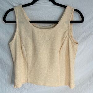 Miss Dorby off white floral print scoop neck women's sleeveless top Size 6P